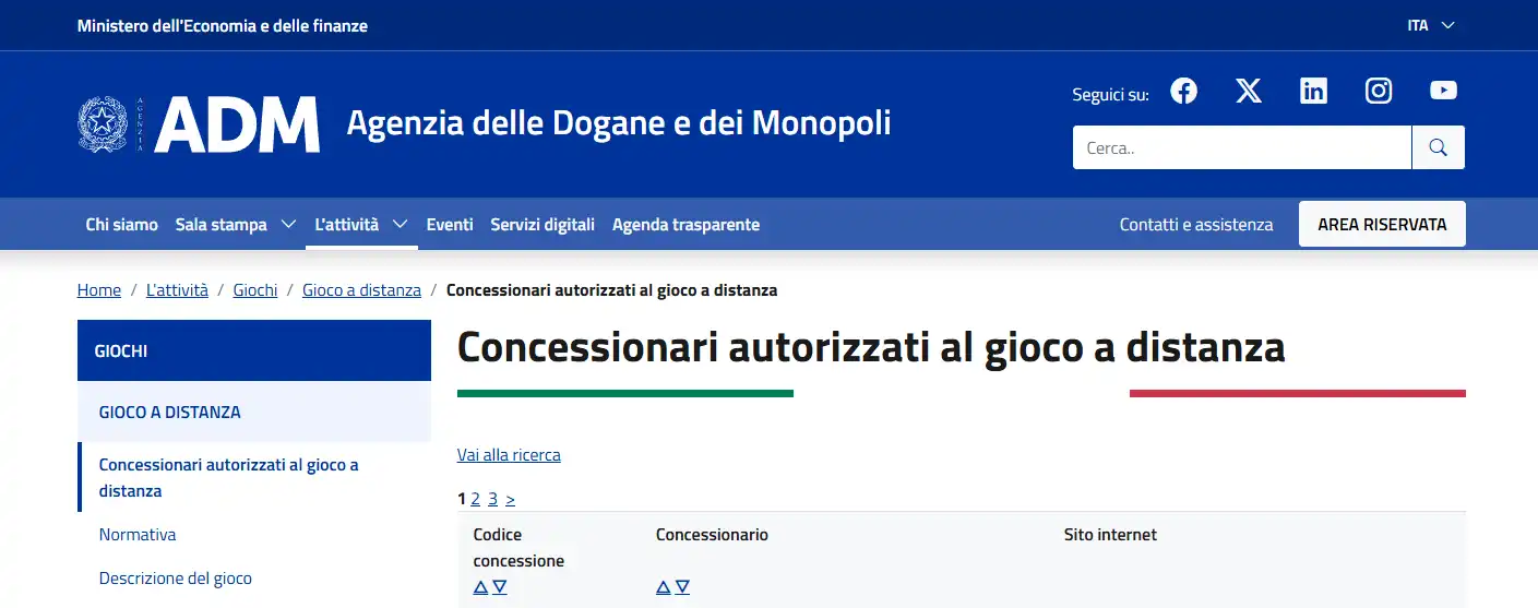 Registro ADM dei concessionari autorizzati al gioco a distanza durante la verifica Millioner